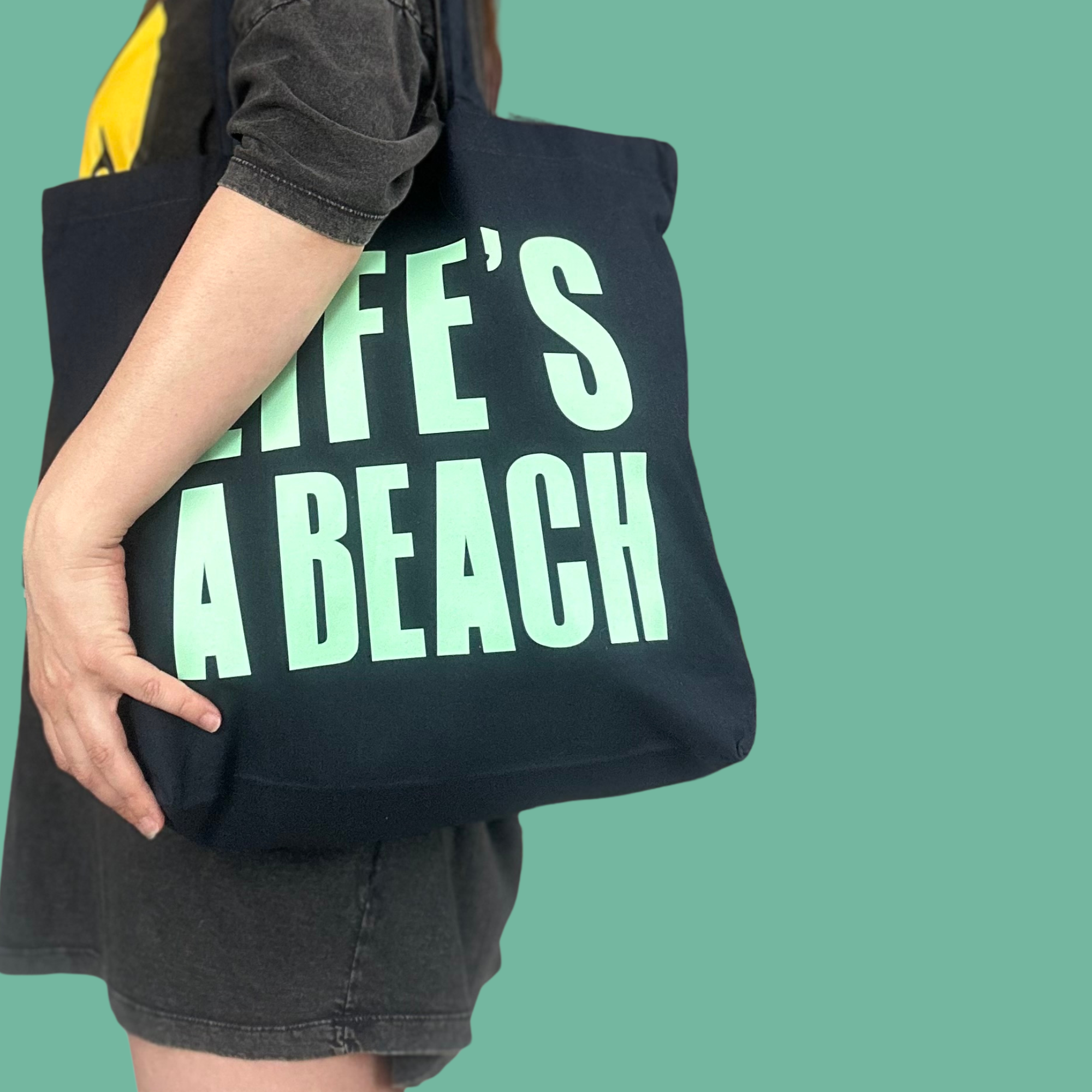 Life’s a beach tote - Navy/Mint