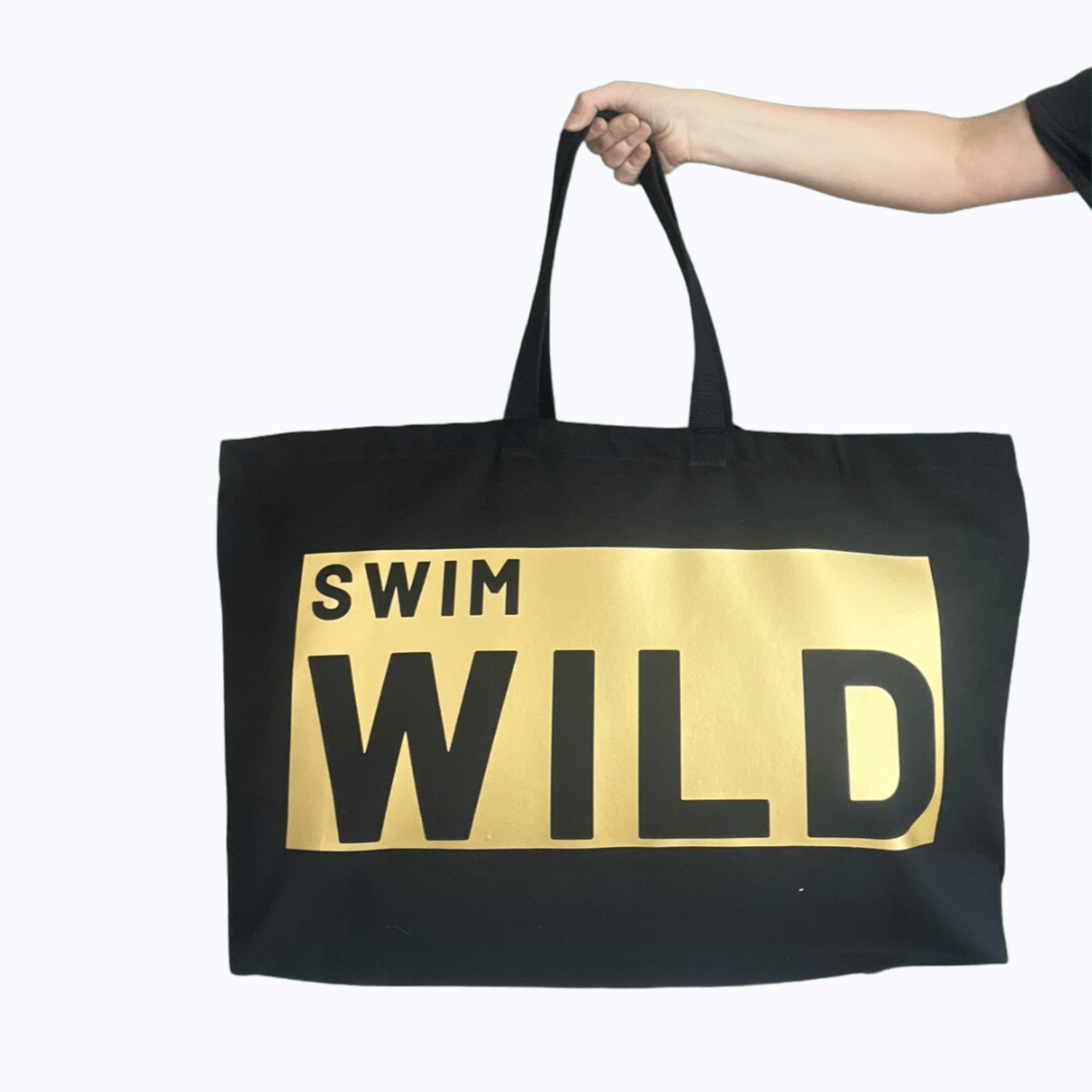 Black Jumbo Swim Wild Bag | Gold