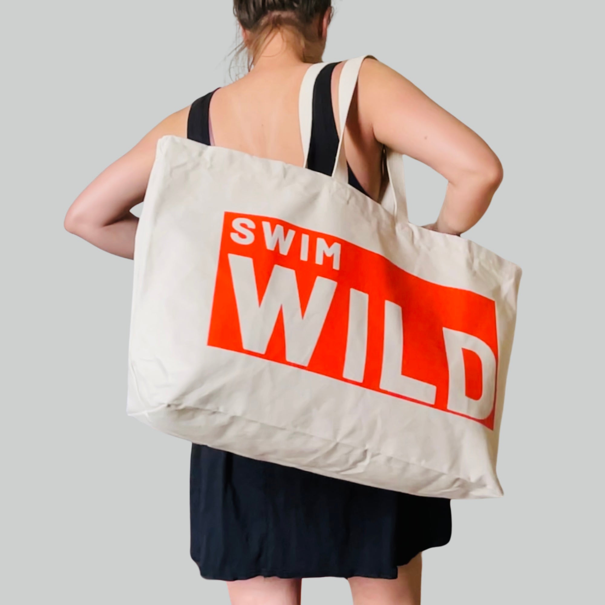 Jumbo Swim Wild Bag | Natural/ Vivid Orange