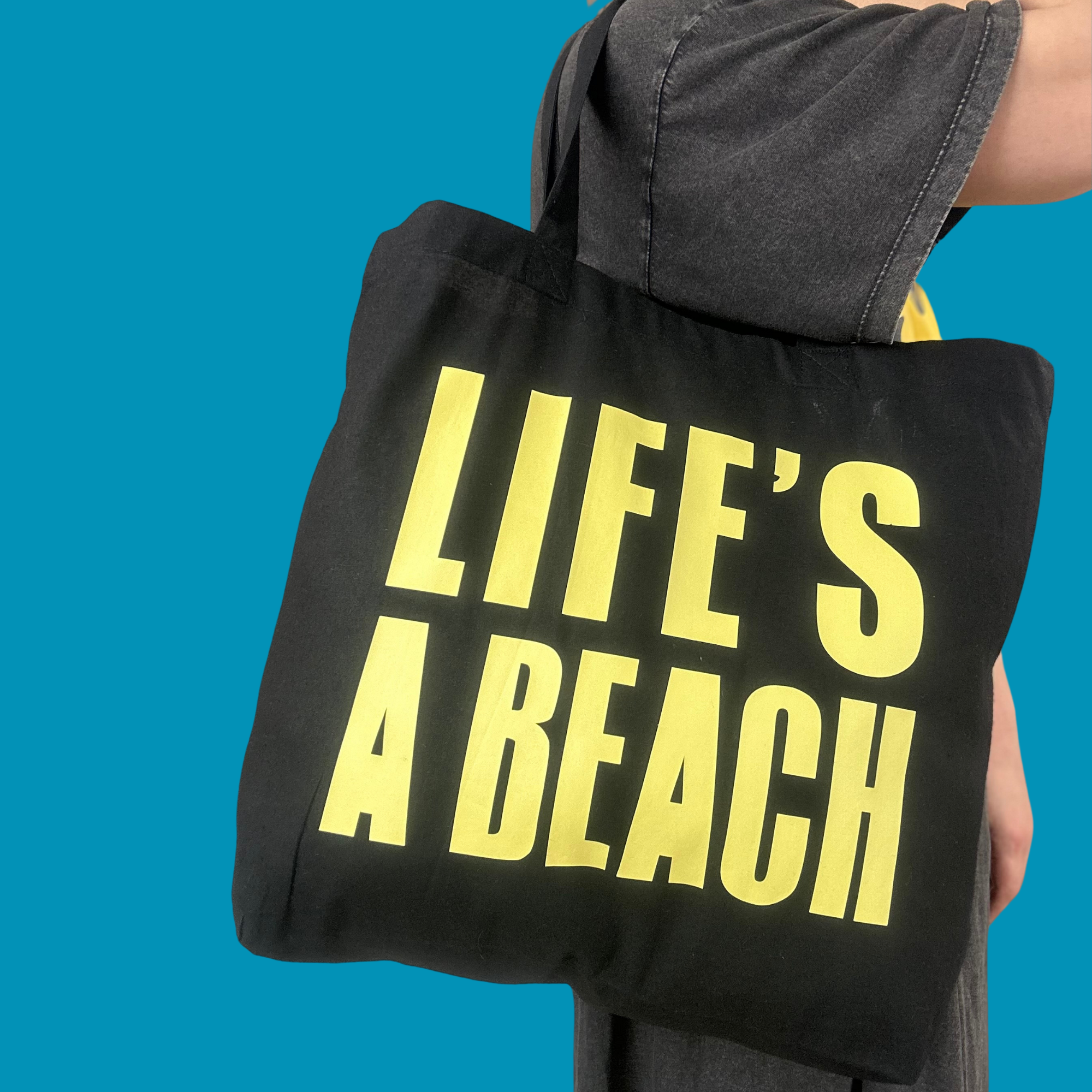 Life’s a beach tote - Black / Lemon