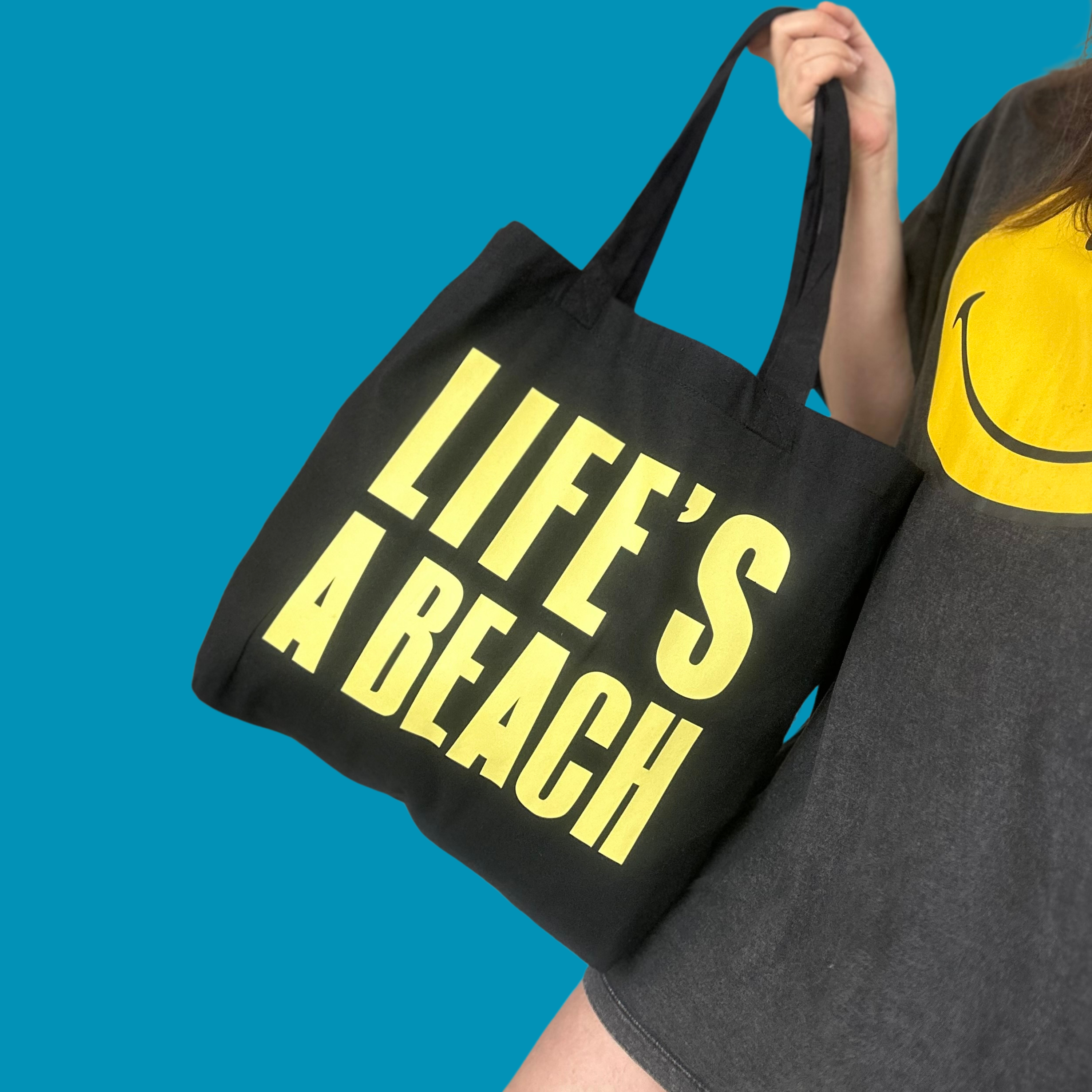 Life’s a beach tote - Black / Lemon