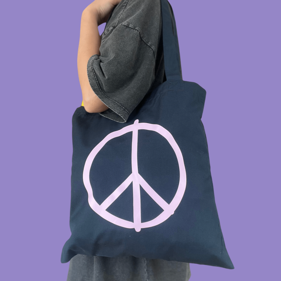 Peace Tote - Navy/Pink