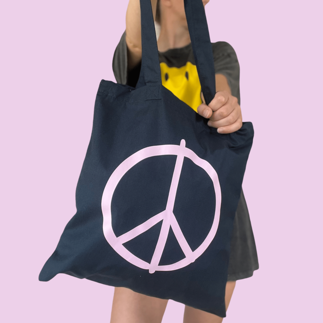 Peace Tote - Navy/Pink