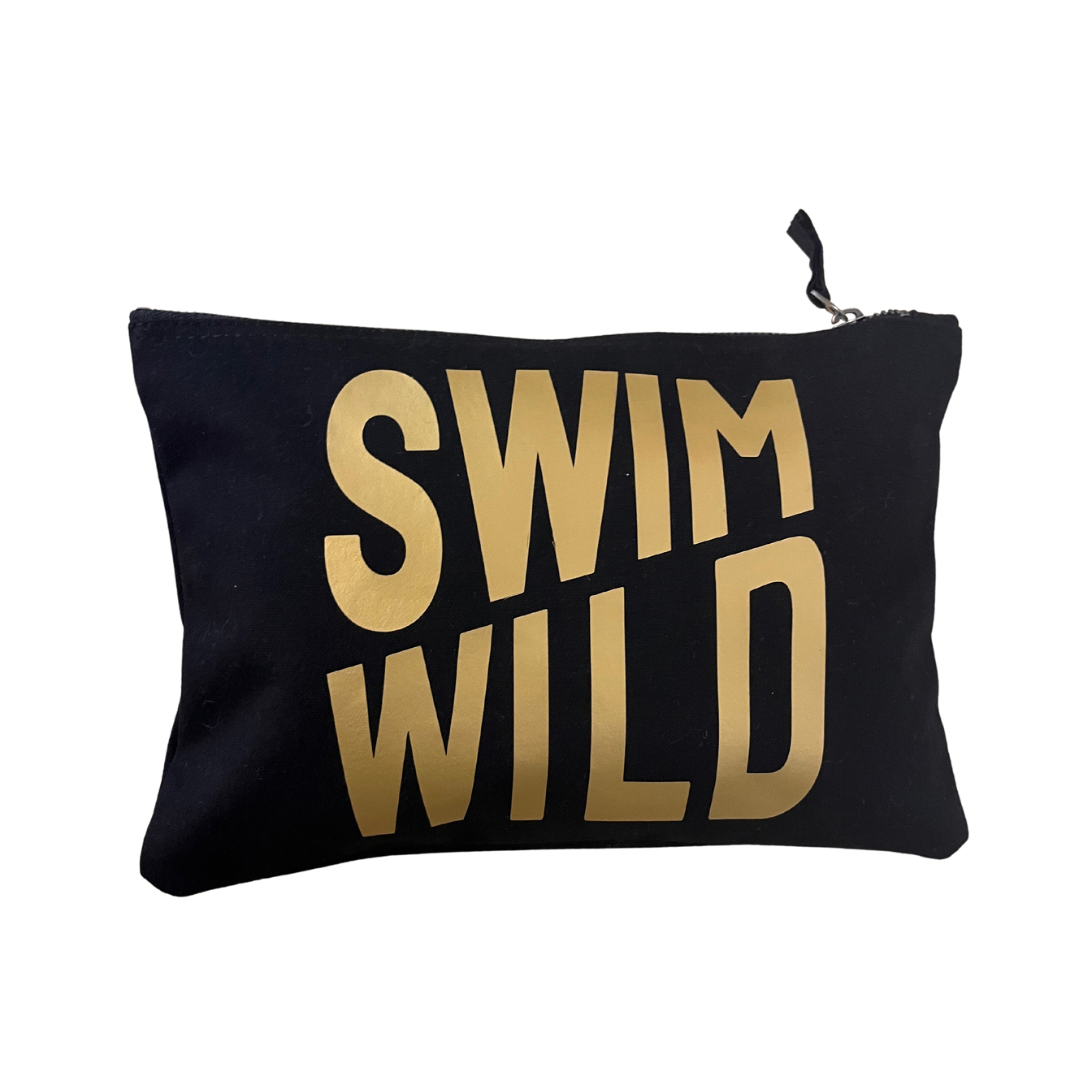 Swim Wild ZIP Bag | Black / Gold