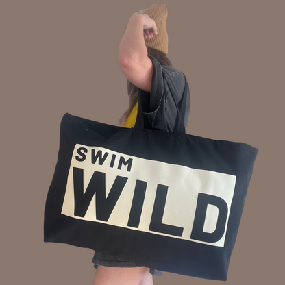 Jumbo Swim Wild Bag | Black/ Beige