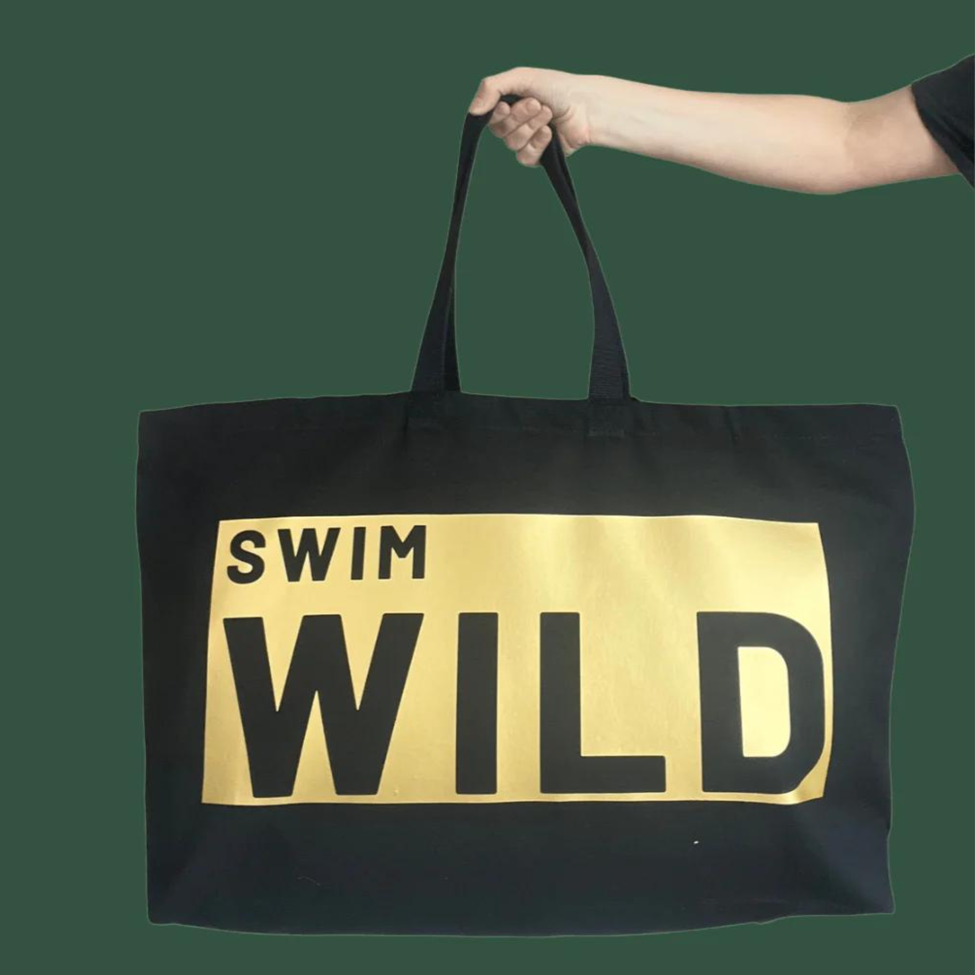 Black Jumbo Swim Wild Bag | Gold
