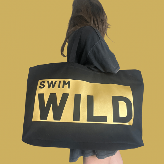 Wild swims organic cotton canvas bag