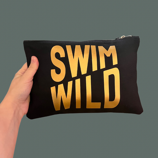 Swim Wild ZIP Bag | Black / Gold