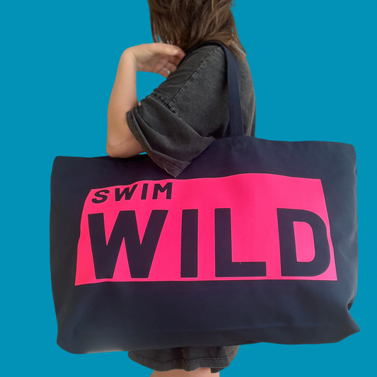 Wild swims organic cotton canvas bag