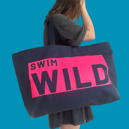 Jumbo Swim Wild Bag | Navy/Neon Pink