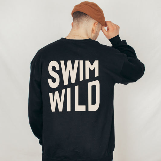 Black/Beige Swim Wild Crew